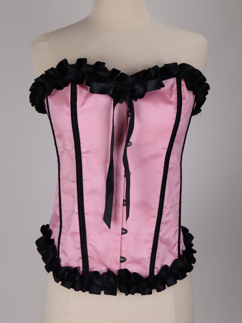 🌺 Pink Black Satin Corset NWOT Bustier Shaper Costume Bra